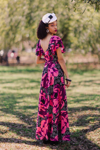 Ingenue Long Dress - Polka Dot Rose - Final Sale