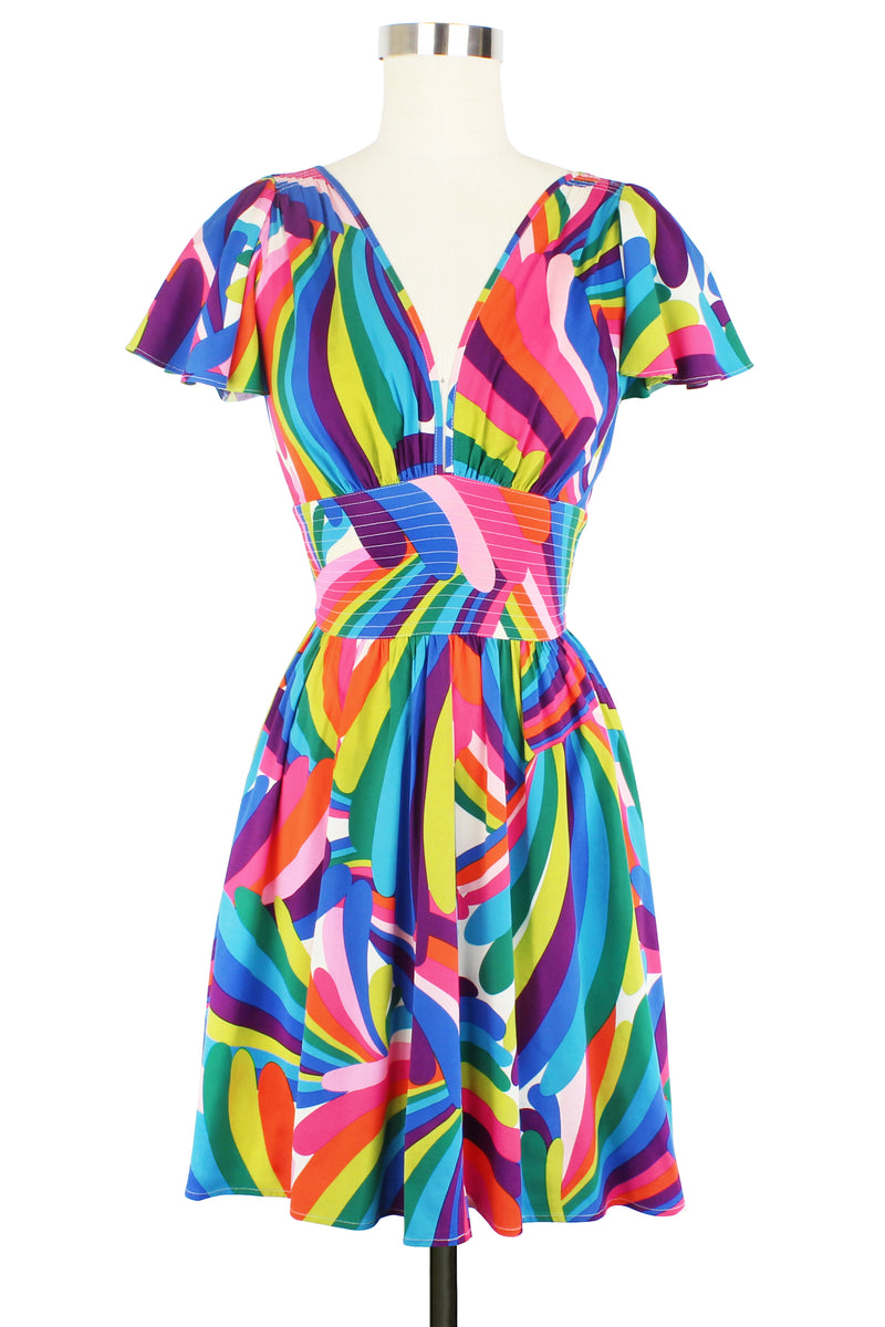 Deep Cut Camilla Mini Dress - Rainbow Bright - Final Sale