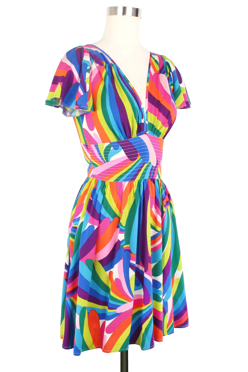 Deep Cut Camilla Mini Dress - Rainbow Bright - Final Sale