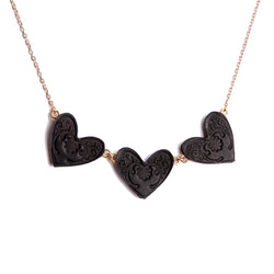 Rosita Bonita Sweet Black Heart Triplet Necklace