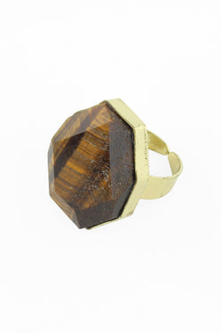 Tigers Eye Faceted Ring