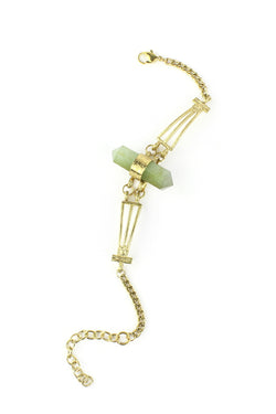 Gold Metal & Adventurine Chain Bracelet