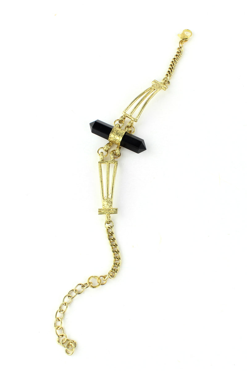 Gold & Black Onyx Chain Bracelet