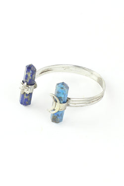 Magical Moon and Star Lapis Cuff Bracelet