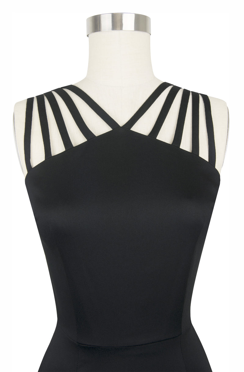 Tiffany Dress - Black Stretch Cotton Twill - Final Sale