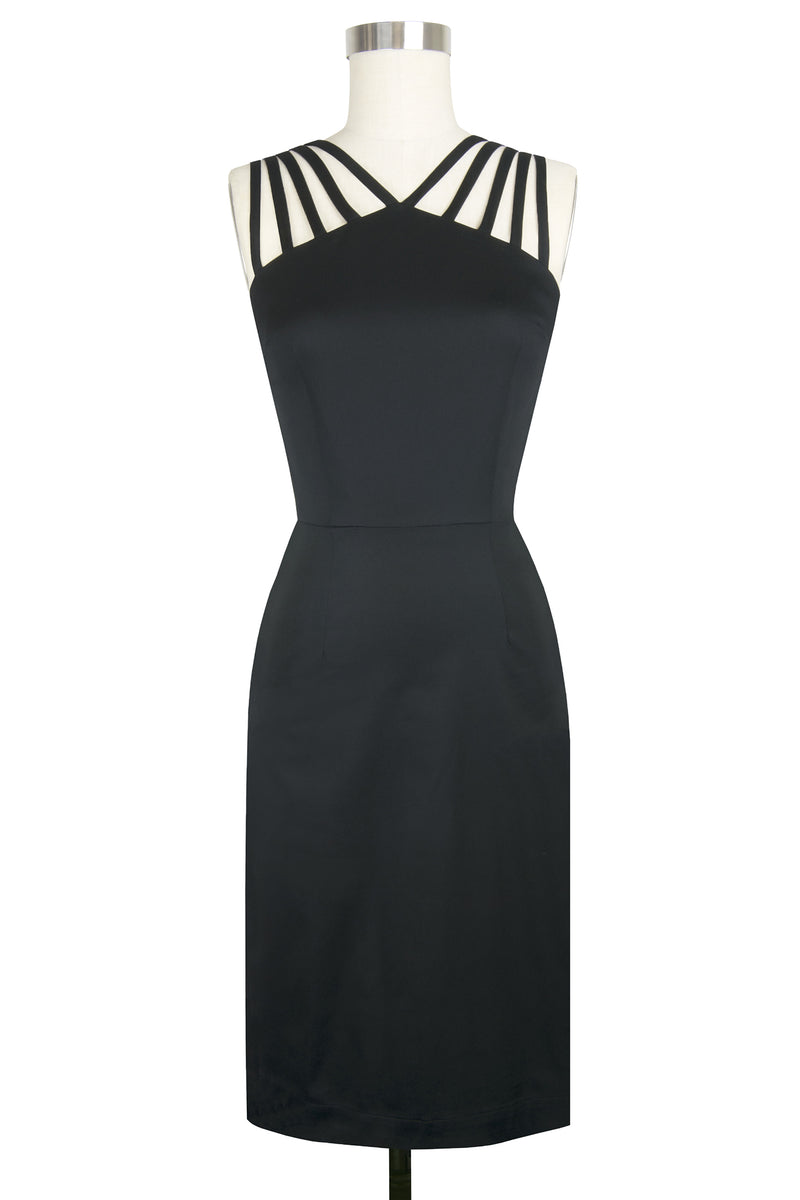 Tiffany Dress - Black Stretch Cotton Twill - Sale