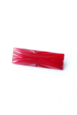 Red Carved Bakelite Bar Pin