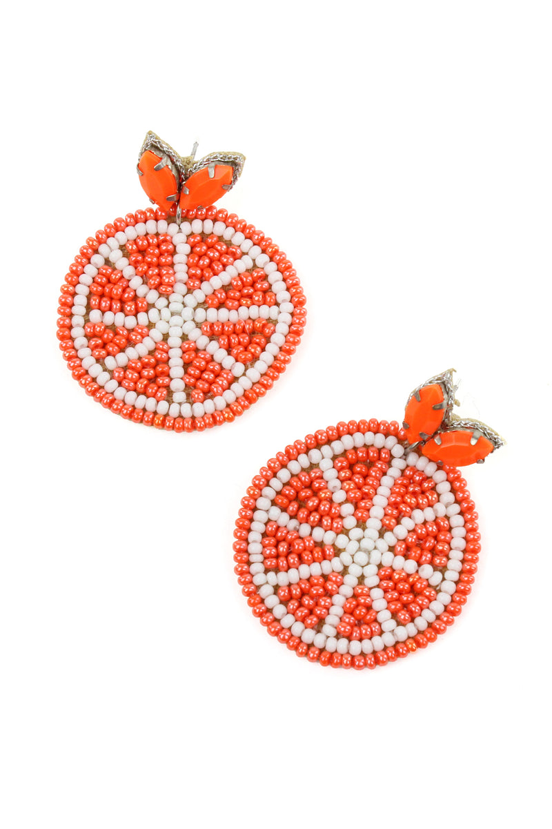 Beaded Orange Earrings